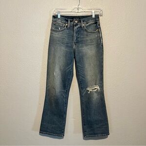 Lucky Brand Jeans Women 2/26R Blue High Rise Crop Mini Boot Bridgette Distressed